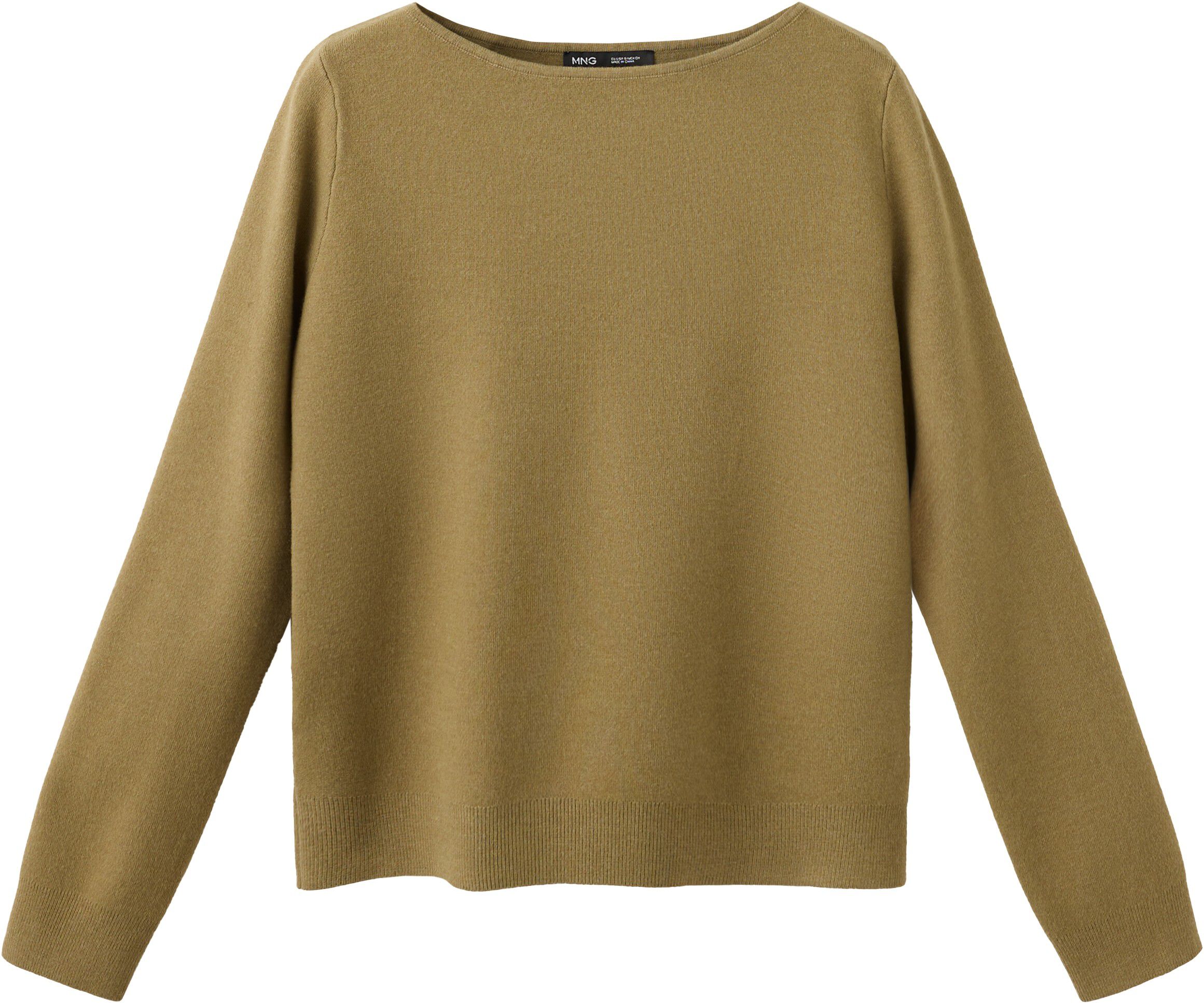 Fine-knit boat-neck sweater