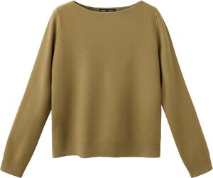 Fine-knit boat-neck sweater