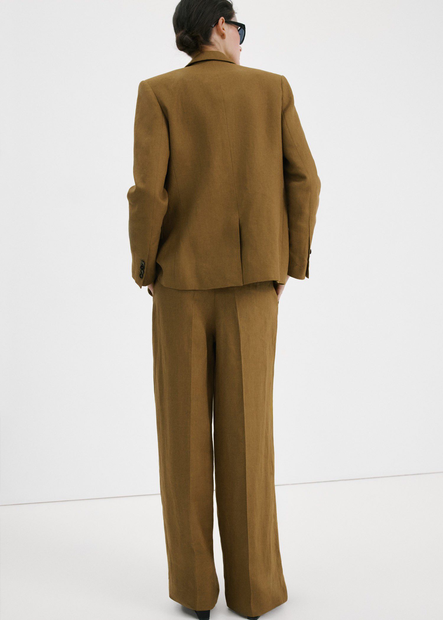 Straight-fit linen suit trousers