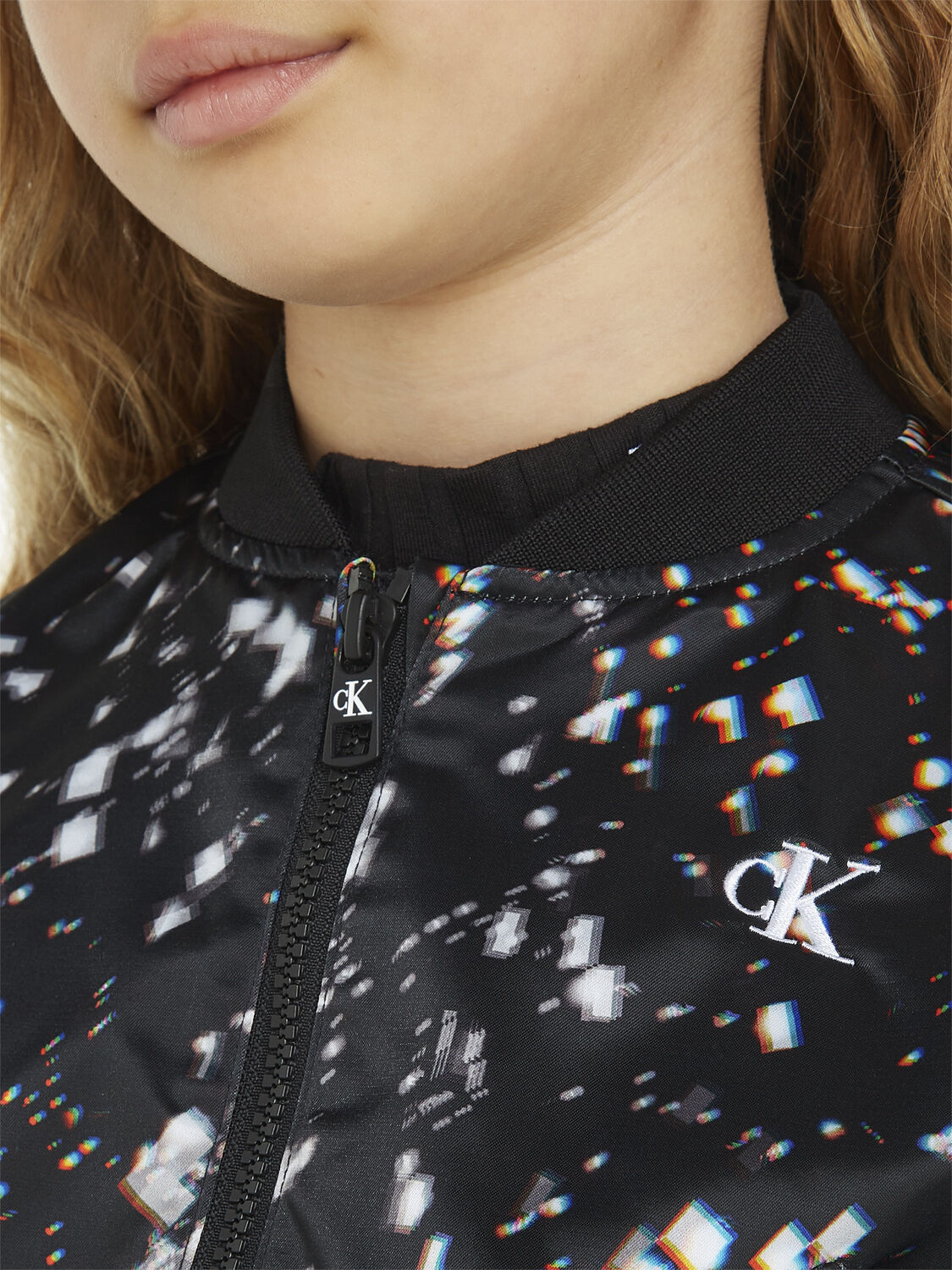 CRYSTAL AOP SATIN BOMBER