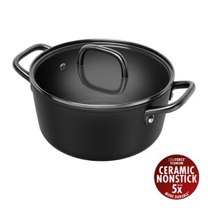 Milano, Gryde Med glasl&aring;g 24 cm, Sort