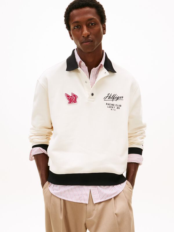 Logo Appliqué Rugby Collar Sweatshirt