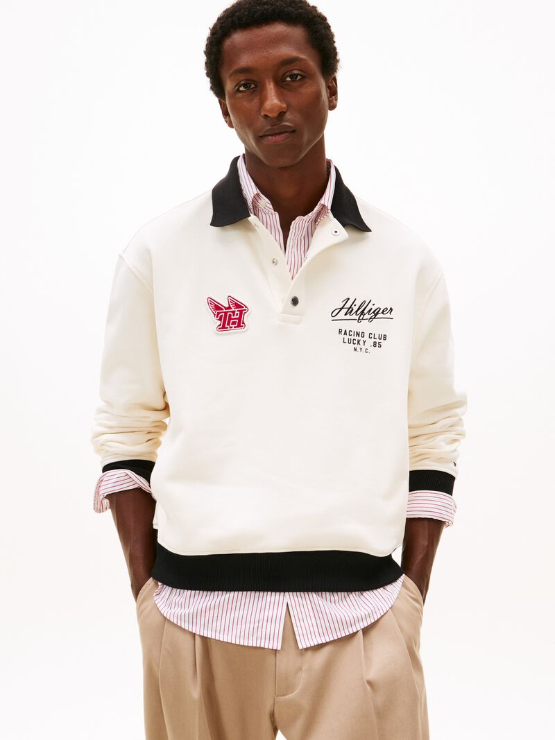 Logo Appliqué Rugby Collar Sweatshirt