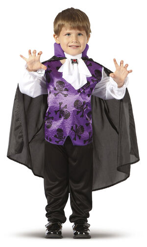 Mini vampyr Skjorte. kappe og halsbeklædning Uden bukser Str 104 cm