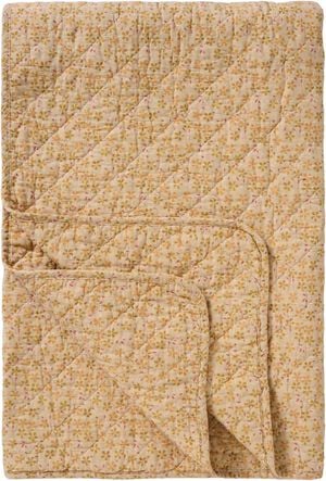 Quilt beige m/gule, gr&oslash;nne og hindb&aelig;rfarvede