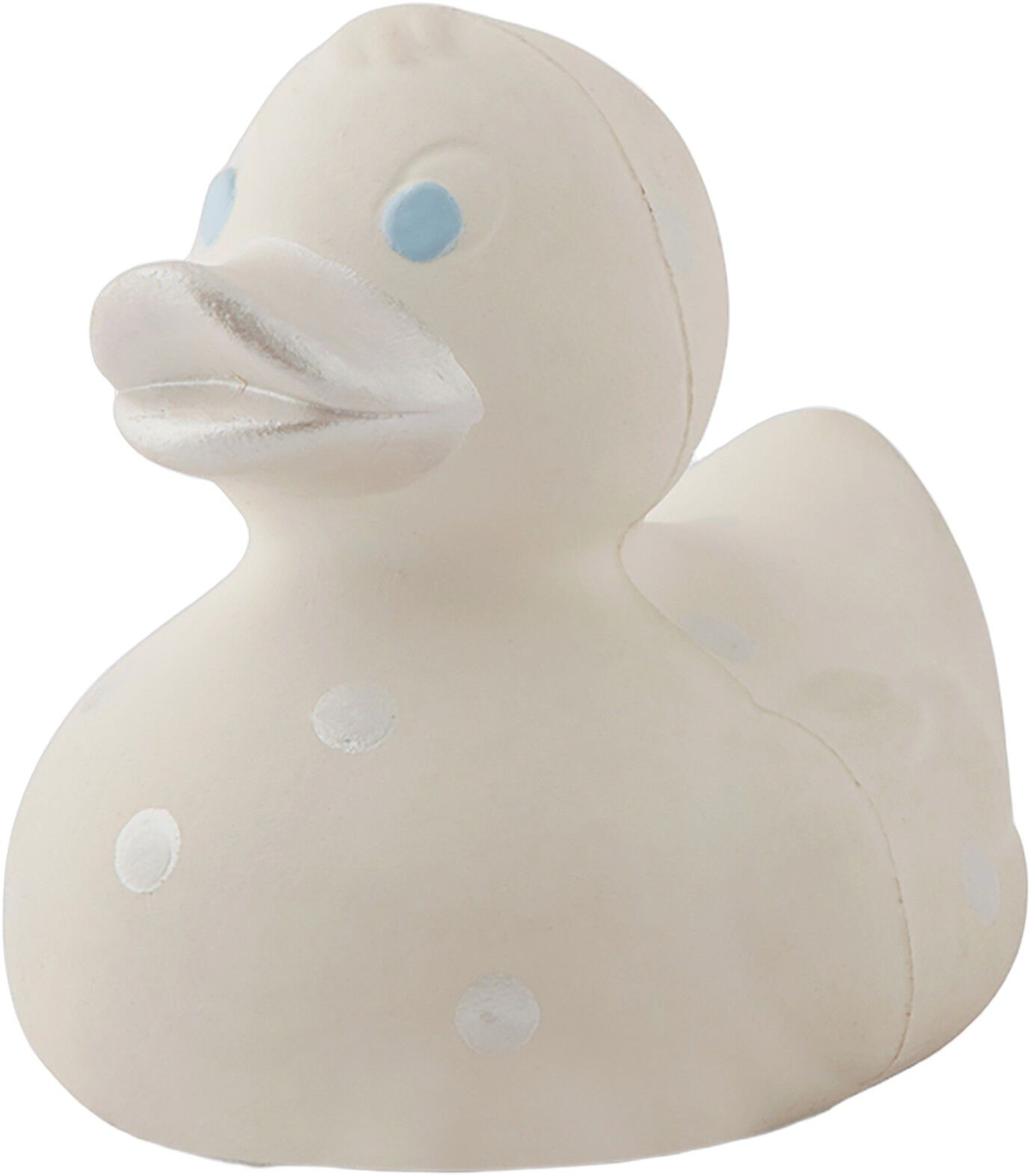 Oli & Carol - Lille Badeand - Hvid m. s&oslash;lv prikker 8cm.