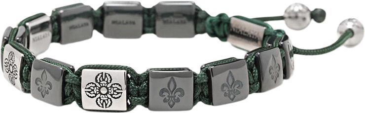Men's Ceramic Flatbead Bracelet in Green and Silver