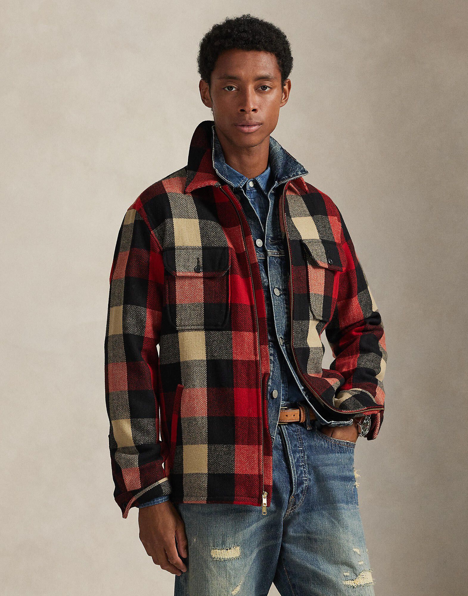 Classic Fit Plaid Wool-Blend Overshirt
