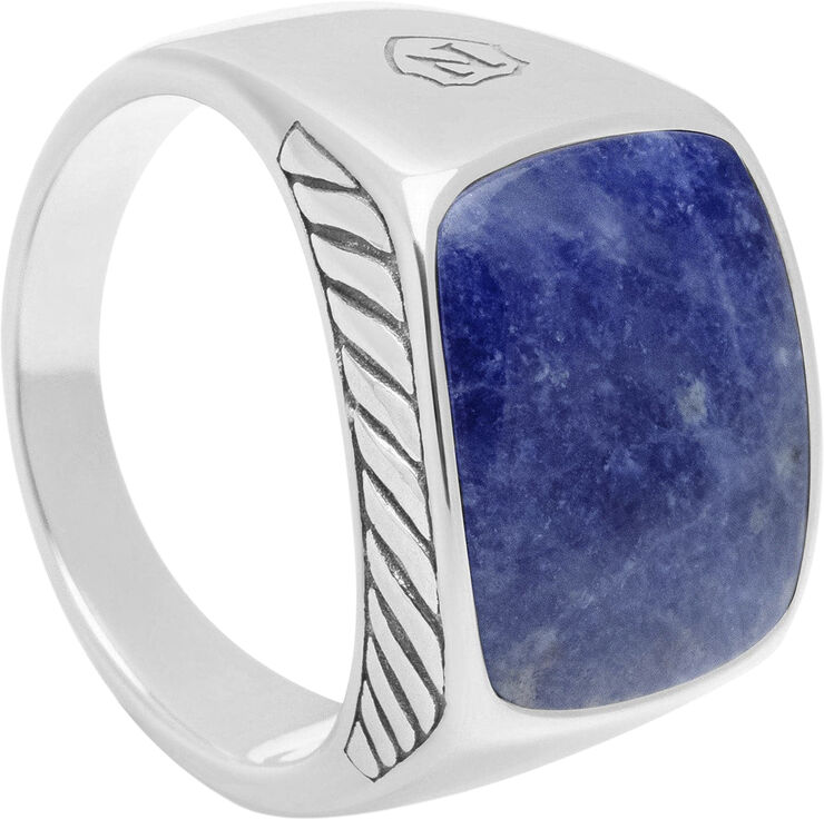 Gentlemen's Silver Signet Ring with Blue Dumortierite