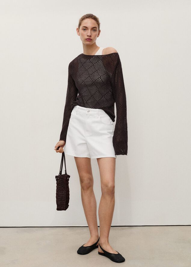 High-rise denim shorts