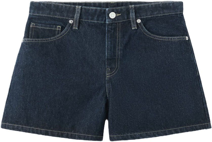 Straight mid-rise denim shorts
