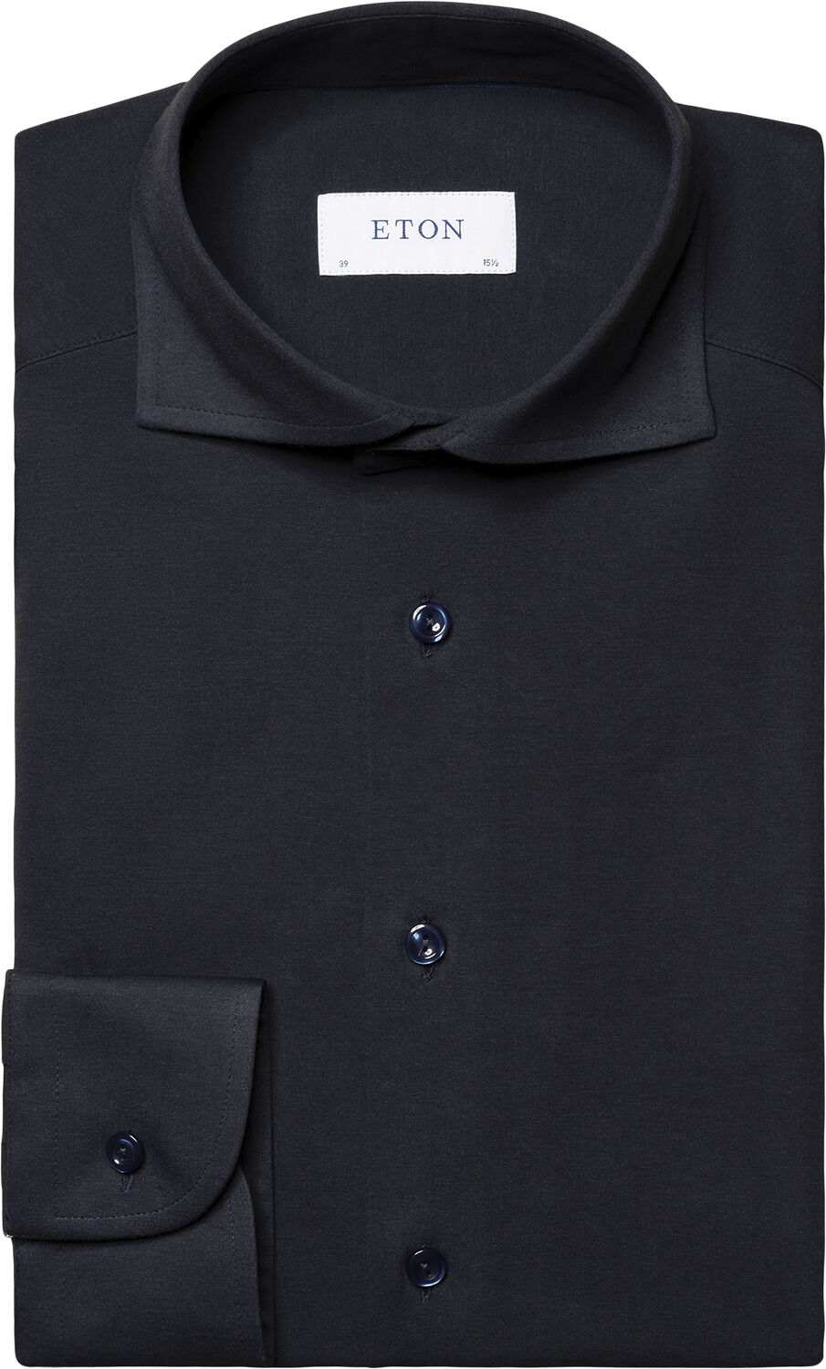 Slim Fit Navy Blue Solid Four-Flex Stretch Shirt