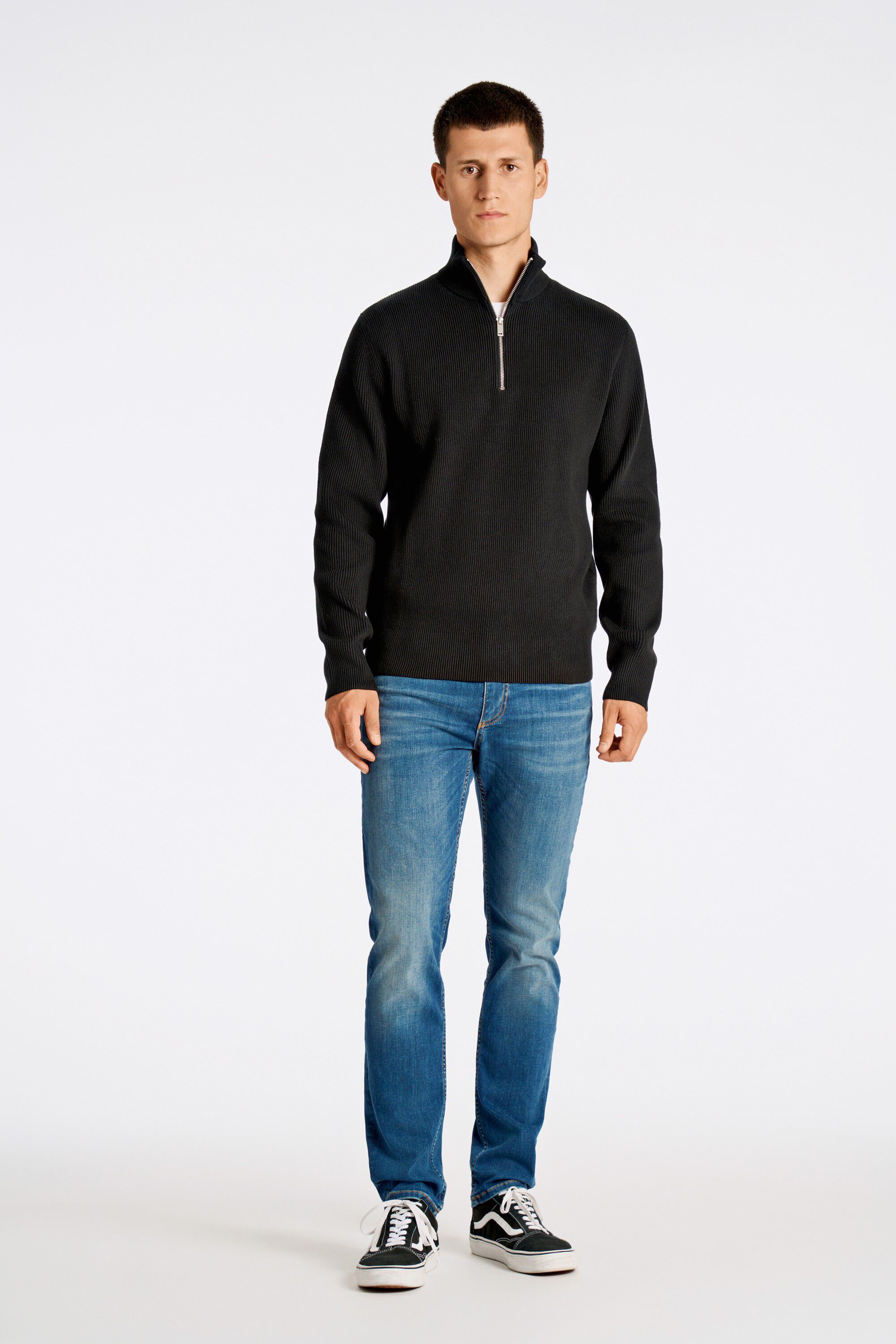 Half zip rib knit
