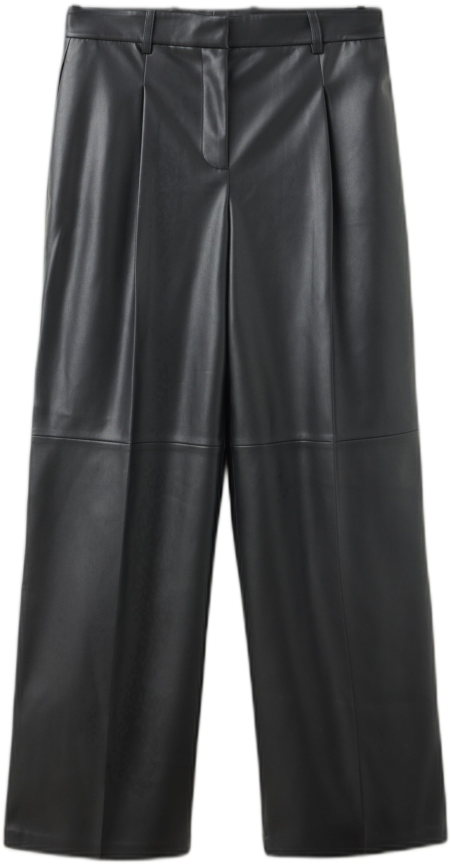 Wide leg faux-leather trousers
