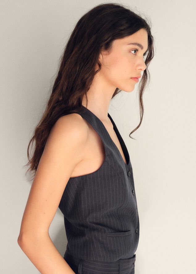 Linen-blend suit waistcoat