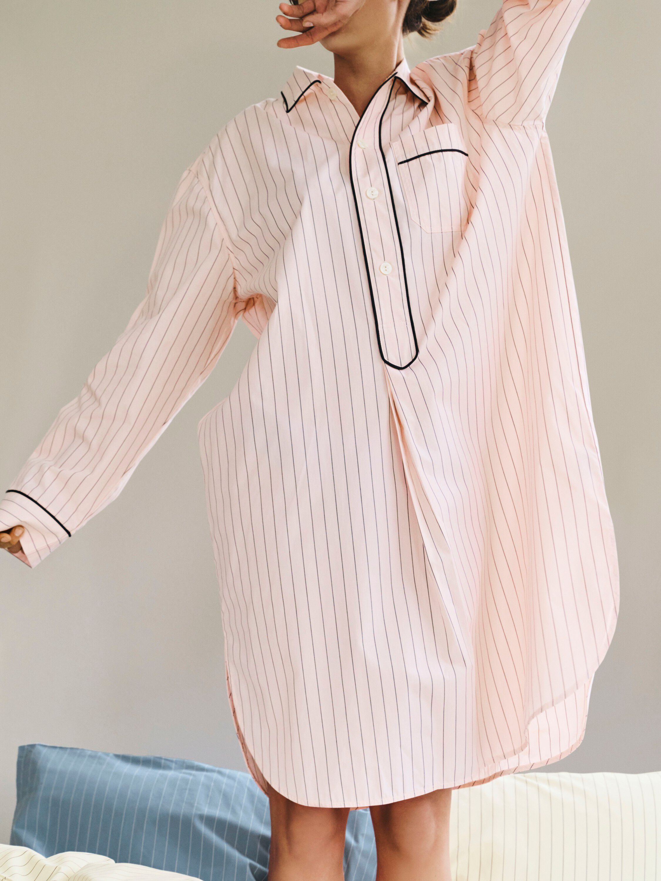 Fineline Long Nightshirt-M/L-Soft pink
