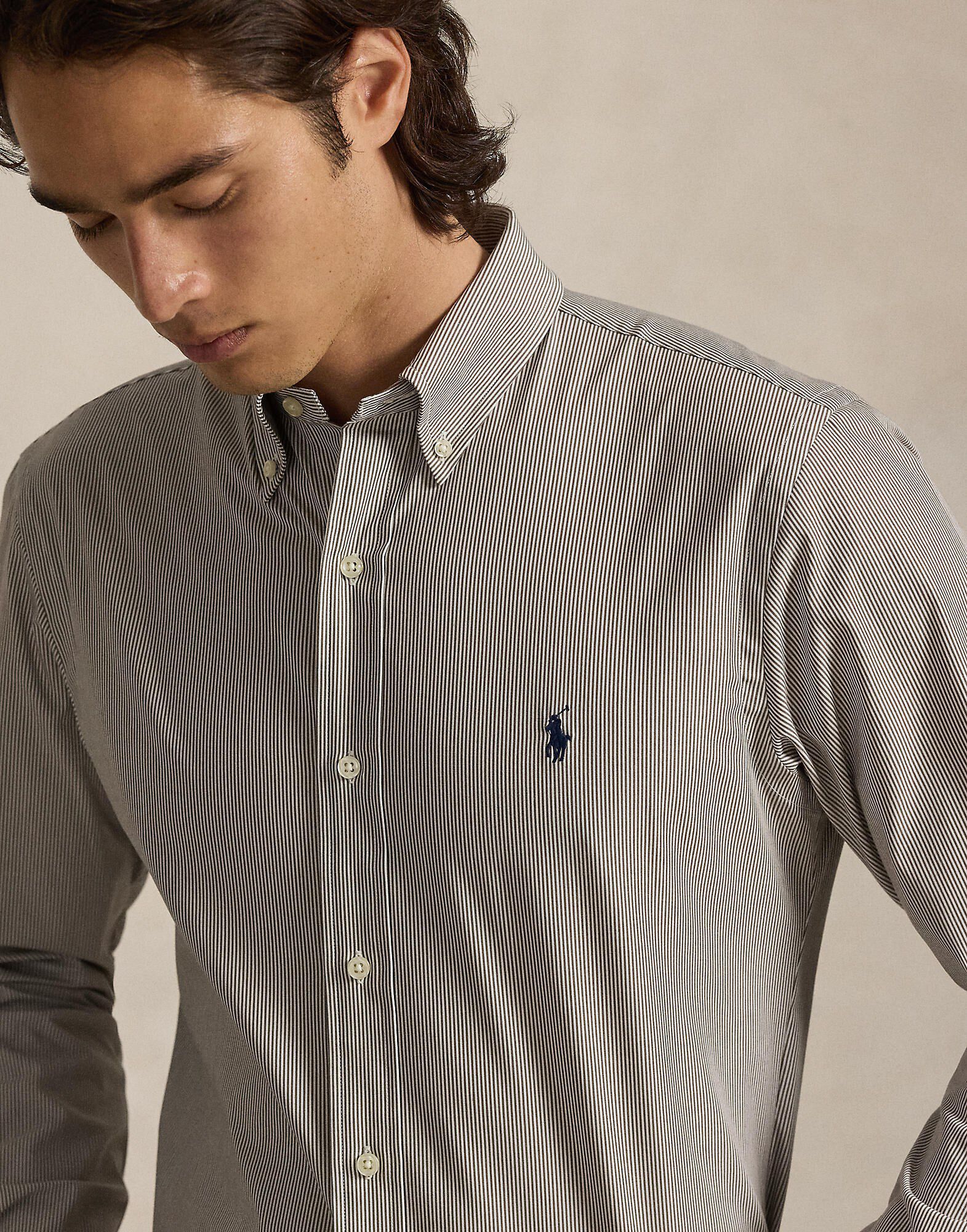 Slim Fit Striped Stretch Poplin Shirt