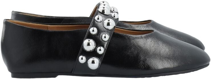 BIALUNA Studded Ballet Flat Faux Leather