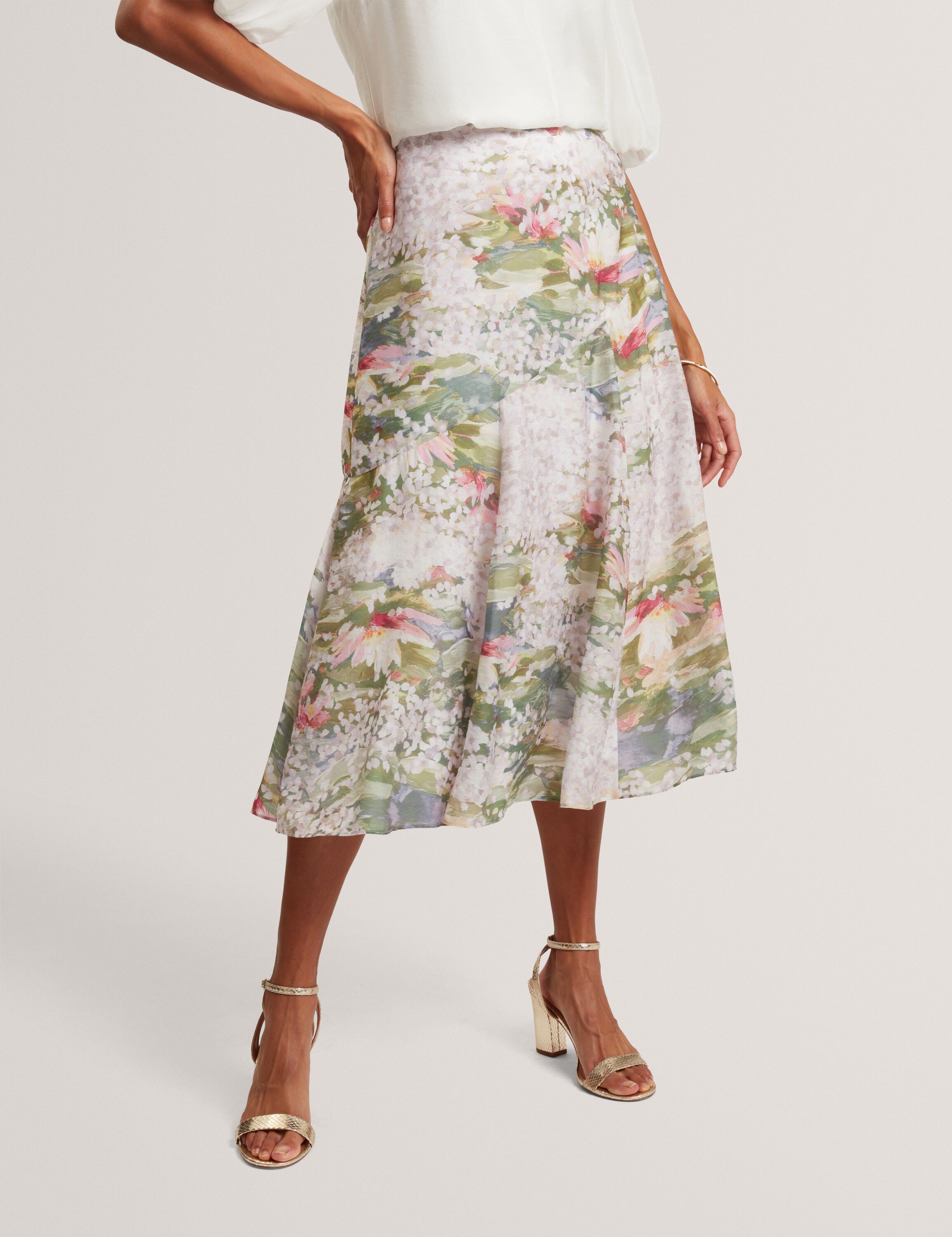 LAYDA Printed Midi Skirt With Diago