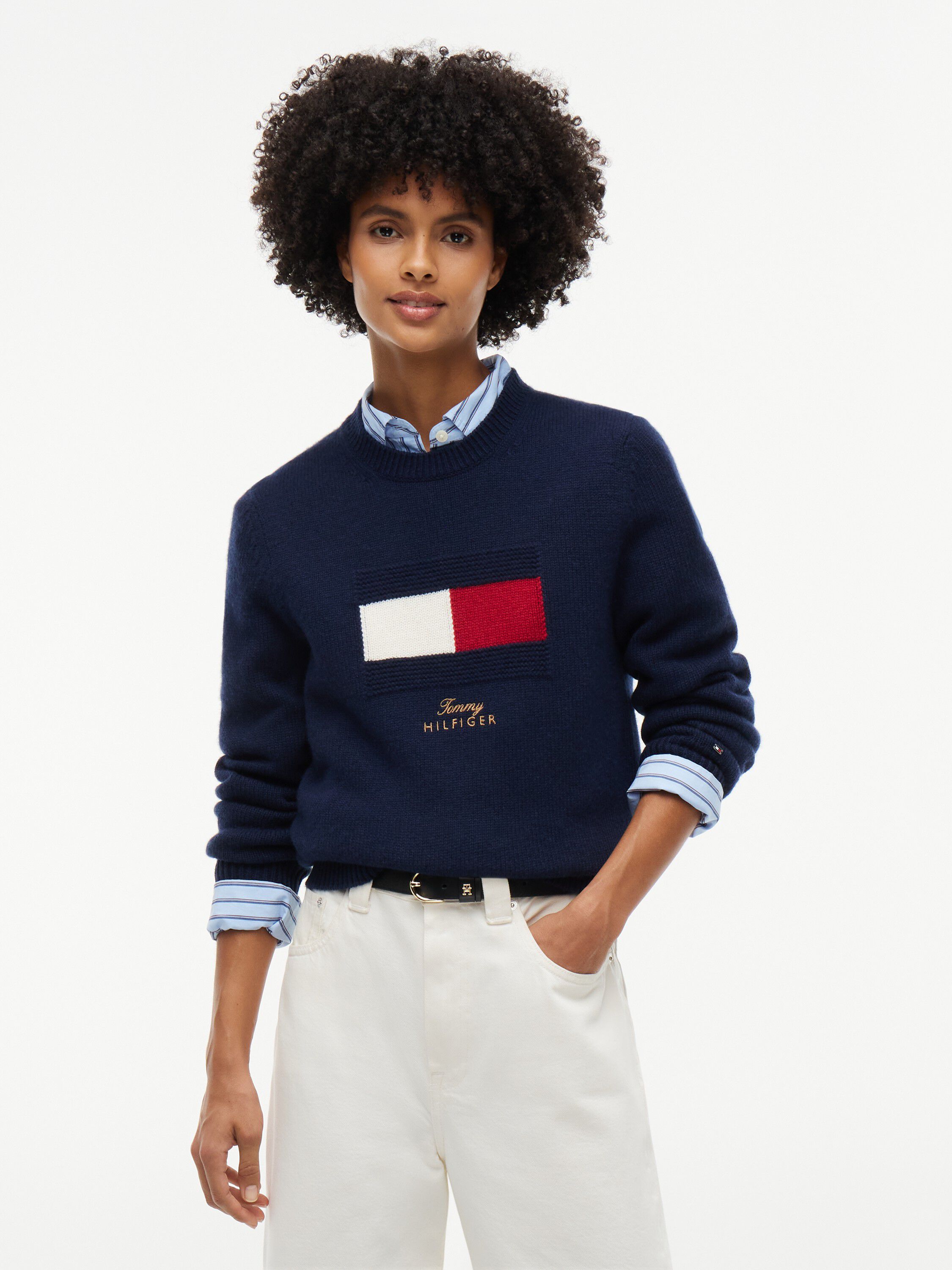 Flag Logo Embroidery Jumper With Cashmere