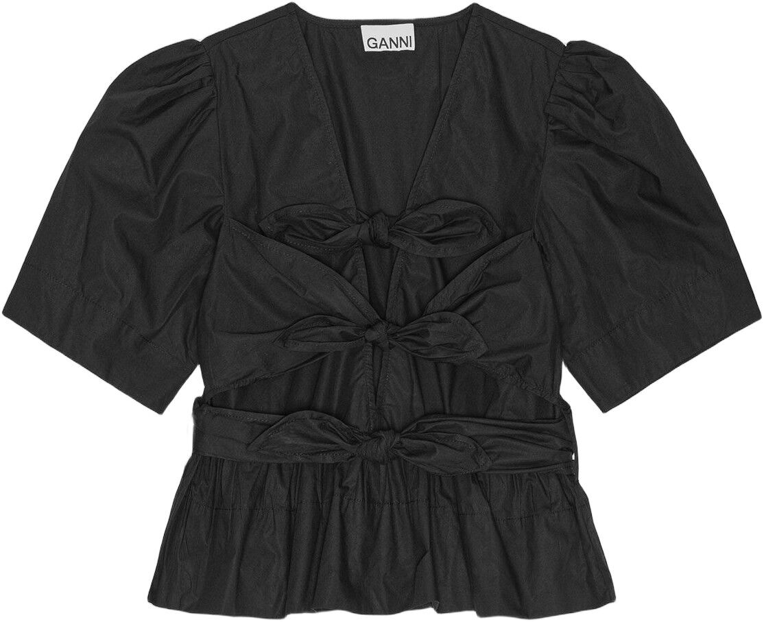 Washed Stretch Cotton Tie Strap Blo