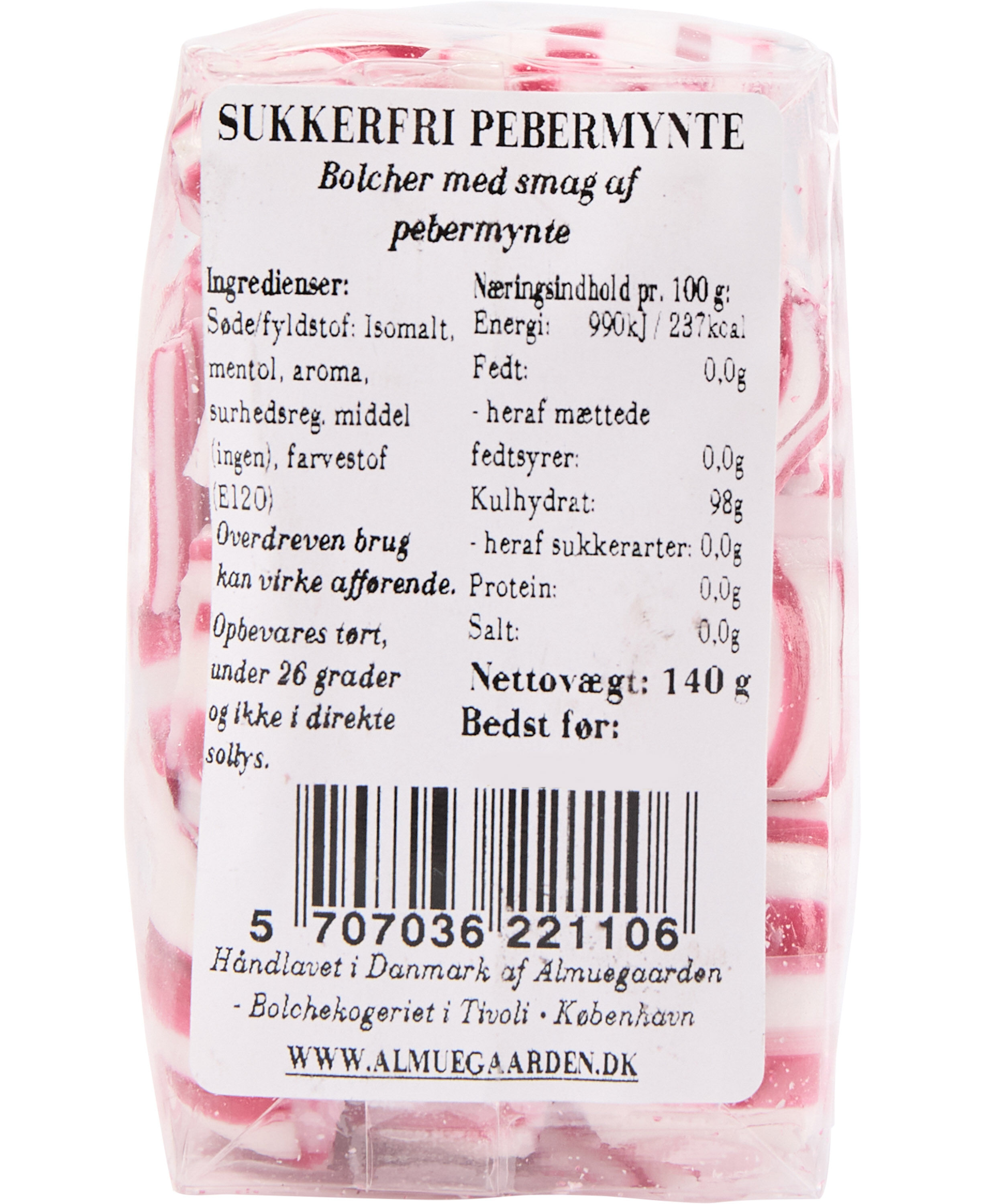 Sukkerfri Pebermynte bolcher med smag af pebermynte