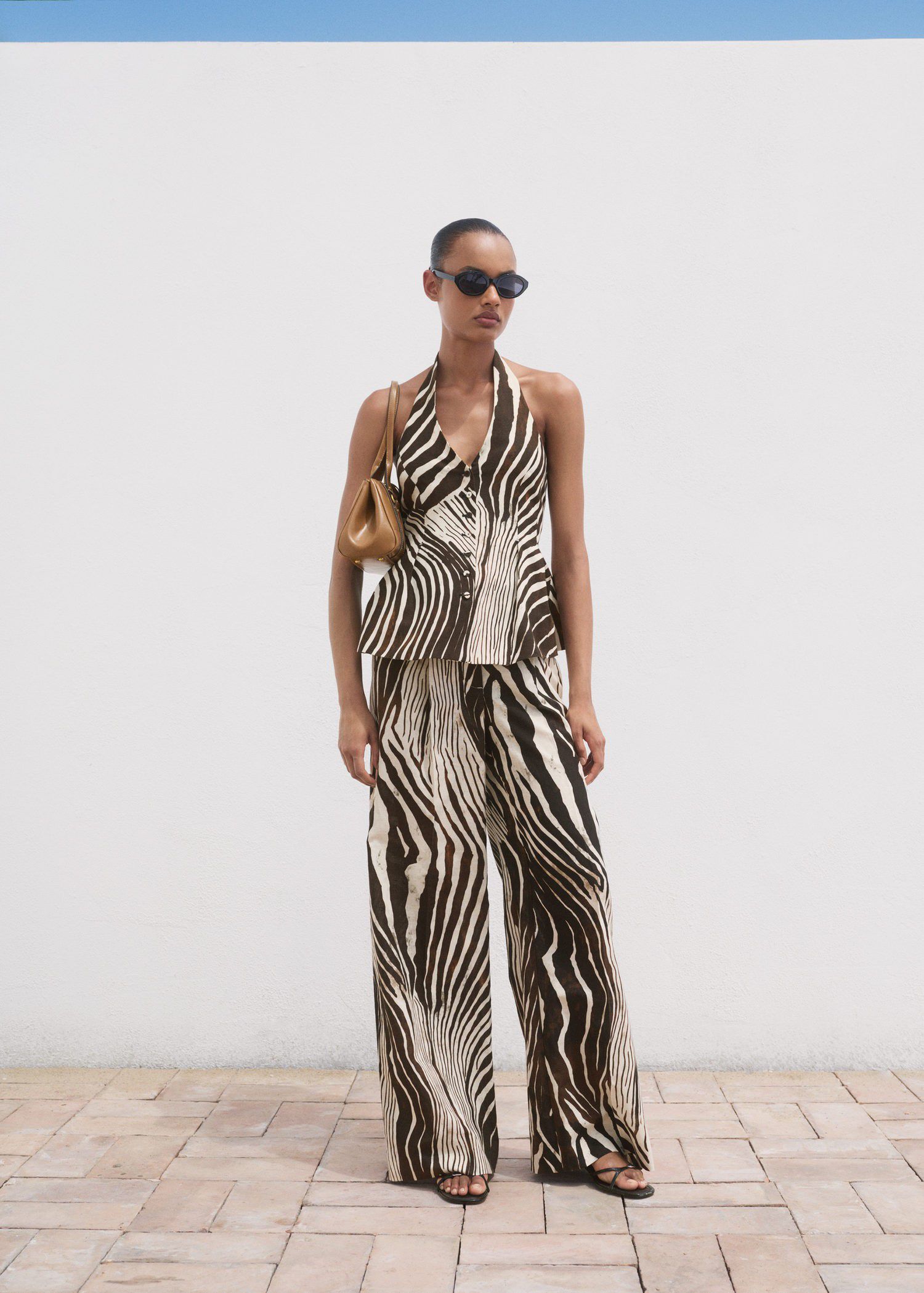 Zebra print linen pants