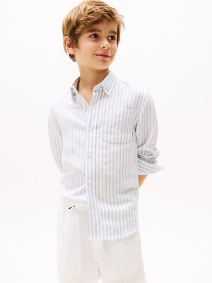 LINEN BLEND STRIPED SHIRT LS
