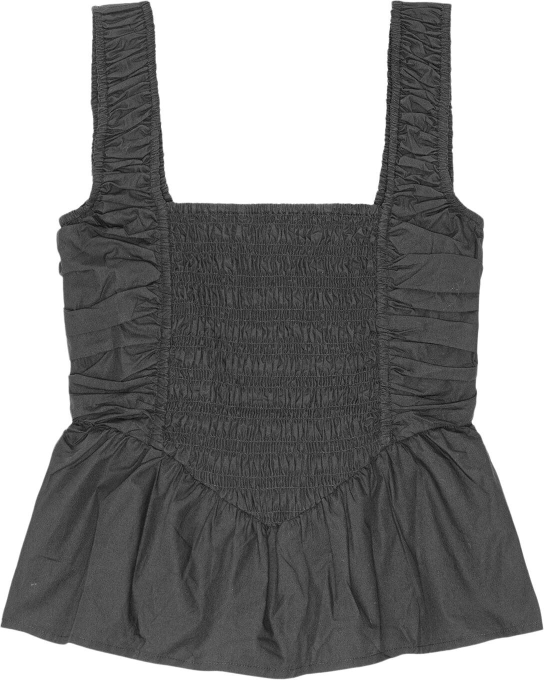 Cotton Poplin Smock Strap Blouse