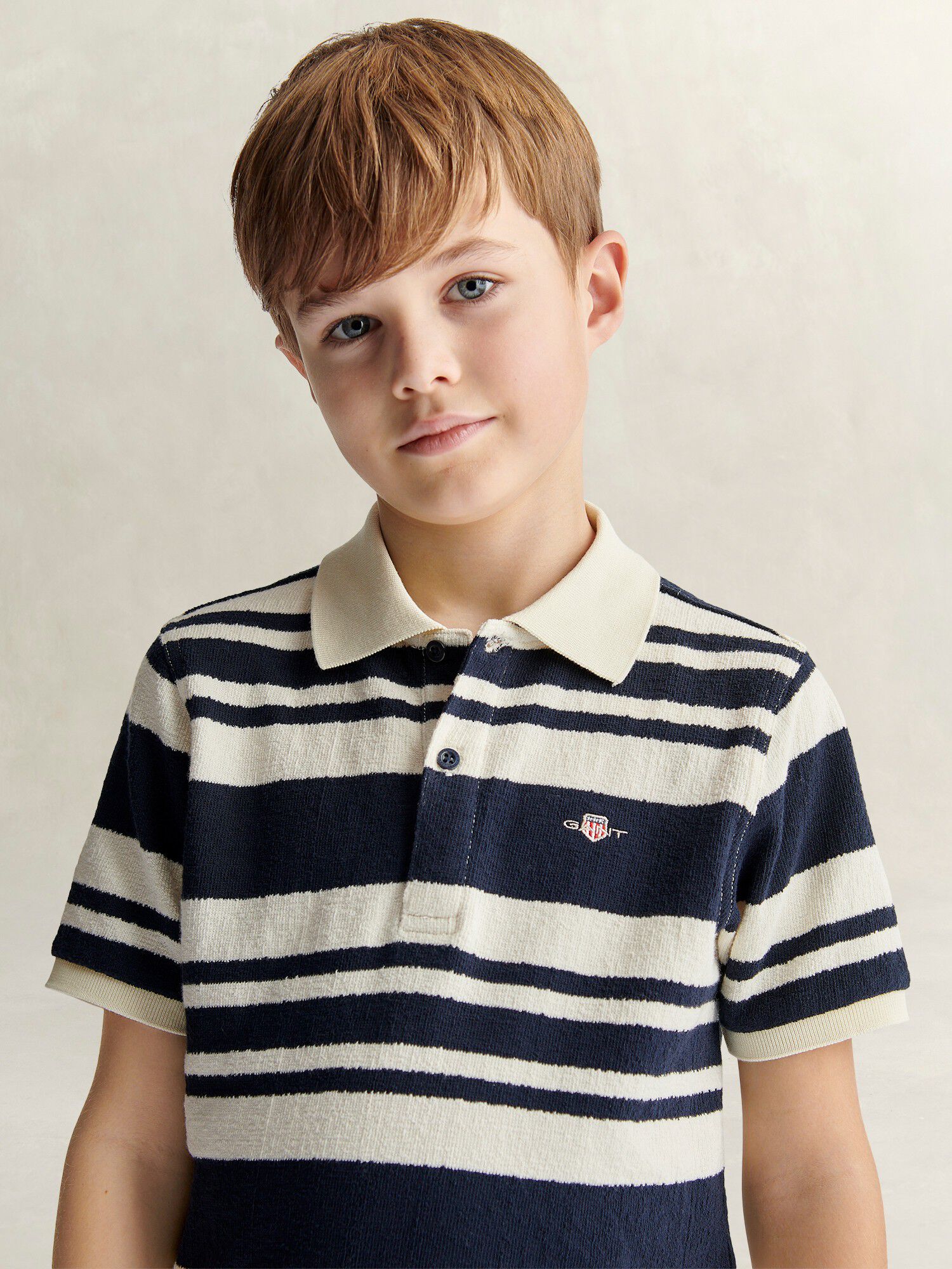 Shield Stripe Texture SS Polo Shirt