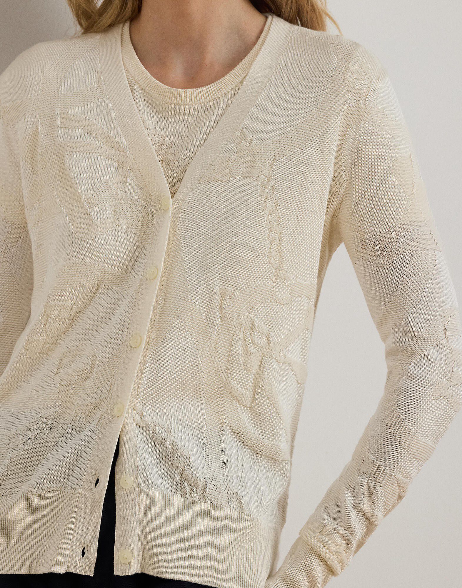 Belting-Motif V-Neck Cardigan