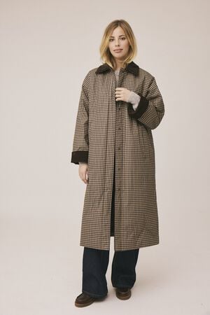 Emmy 1 Check lang frakke med fl&oslash;jl kanter - GRS