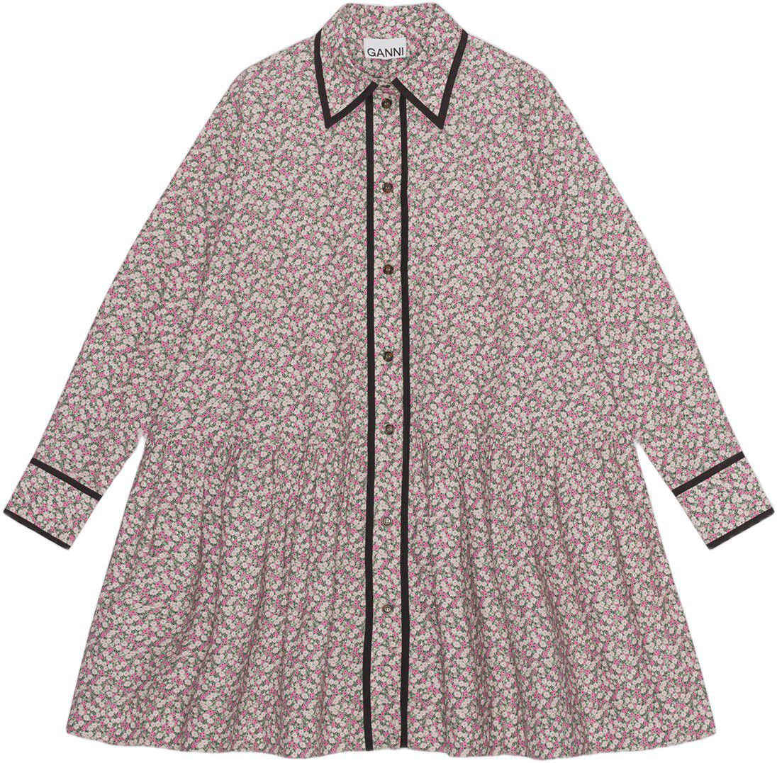 Printed Cotton Mini Shirt Dress