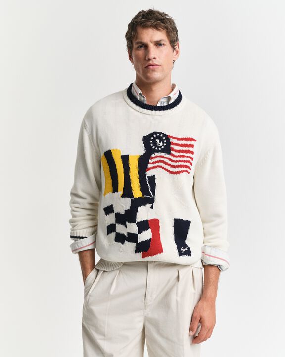 FLAG INTARSIA COTTON C-NECK