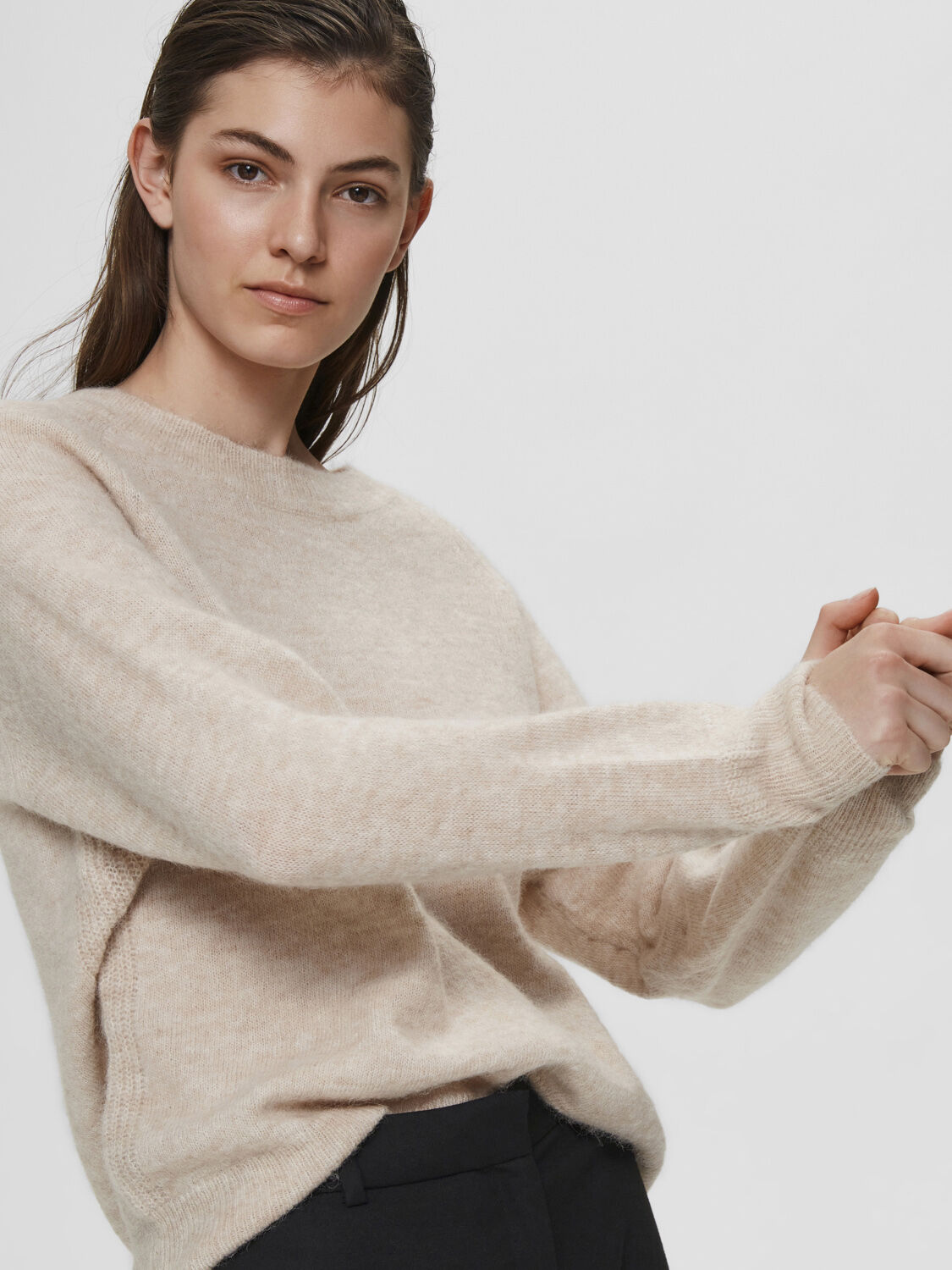 SLFLULU LS ALPACA BLEND KNIT O-NECK B NOOS