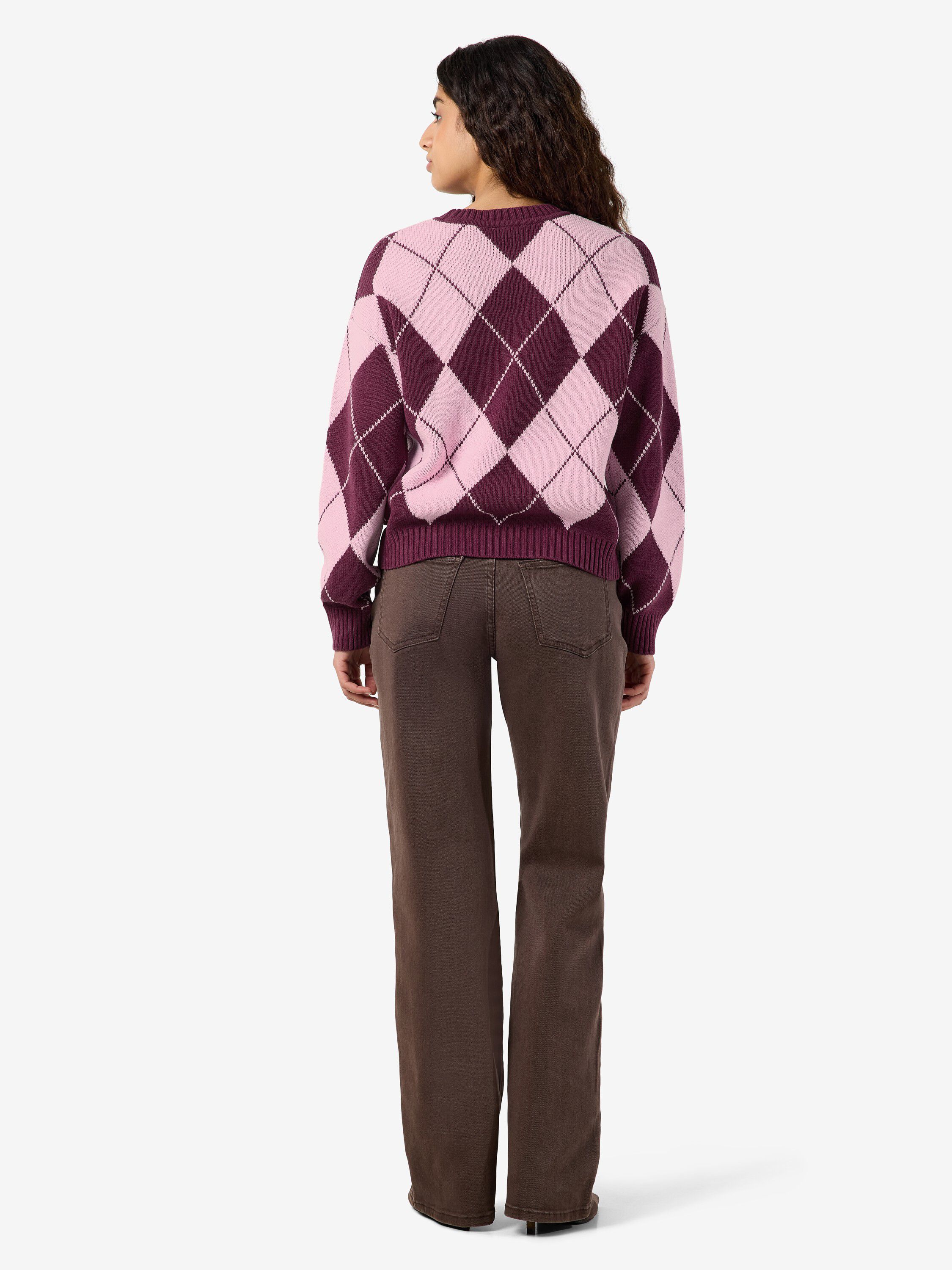 Nmacy L/S O-Neck Argyle Knit