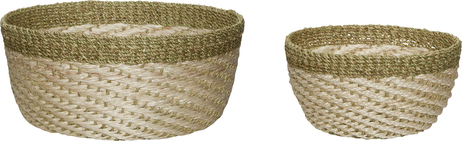 Palm Baskets Natural/Light green set of 2