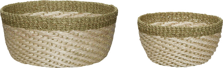 Palm Baskets Natural/Light green set of 2