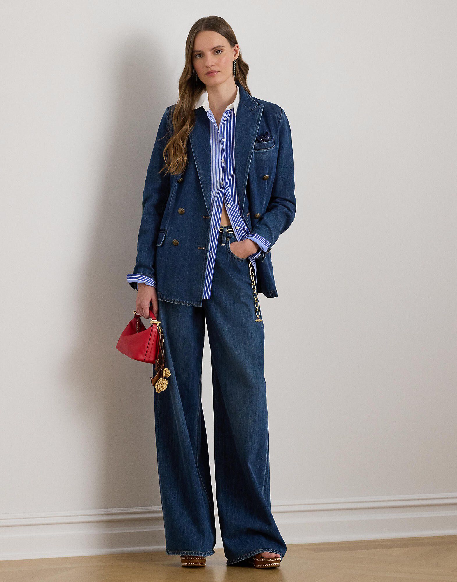 Double-Breasted Denim Blazer