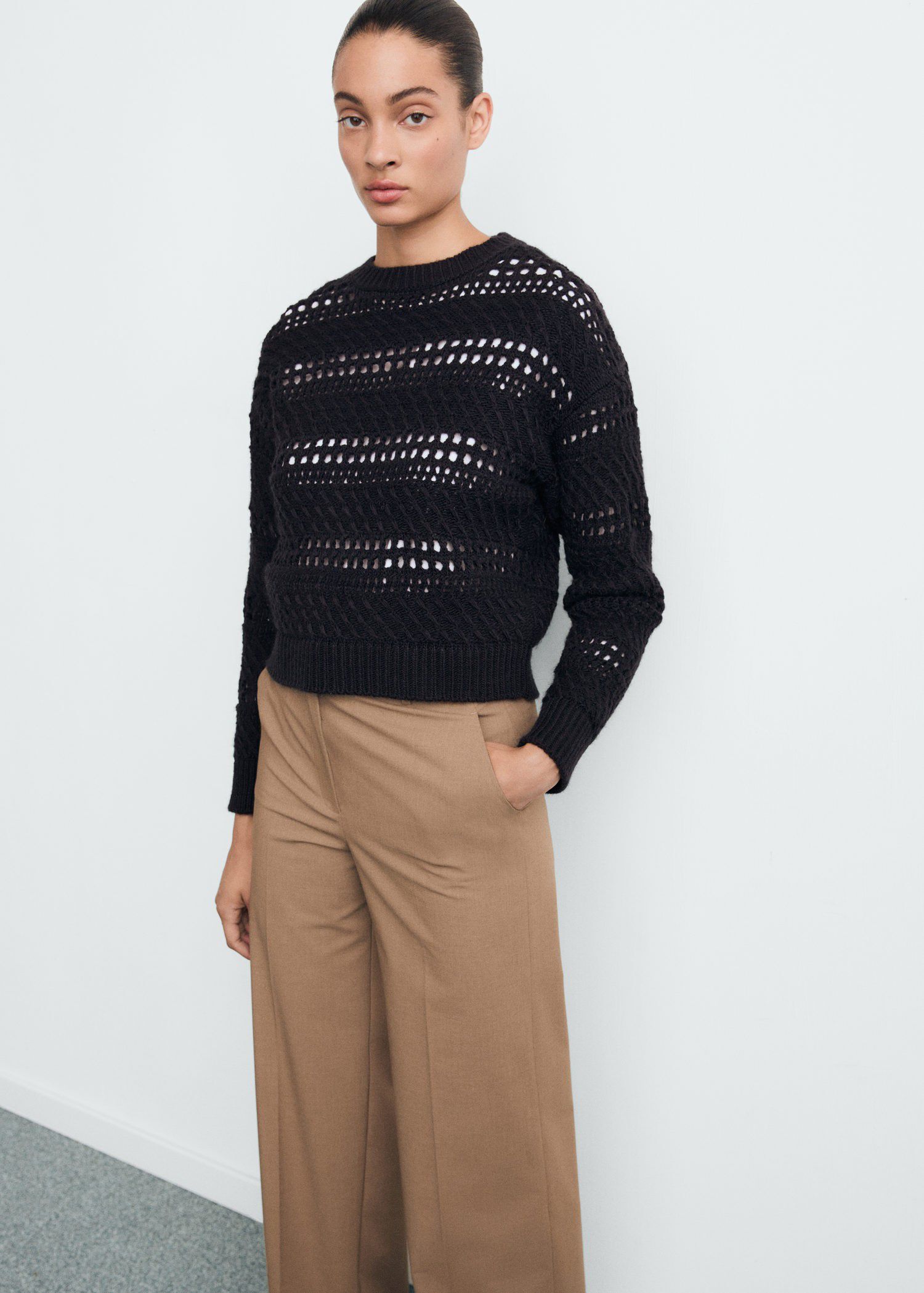 Openwork knit sweater
