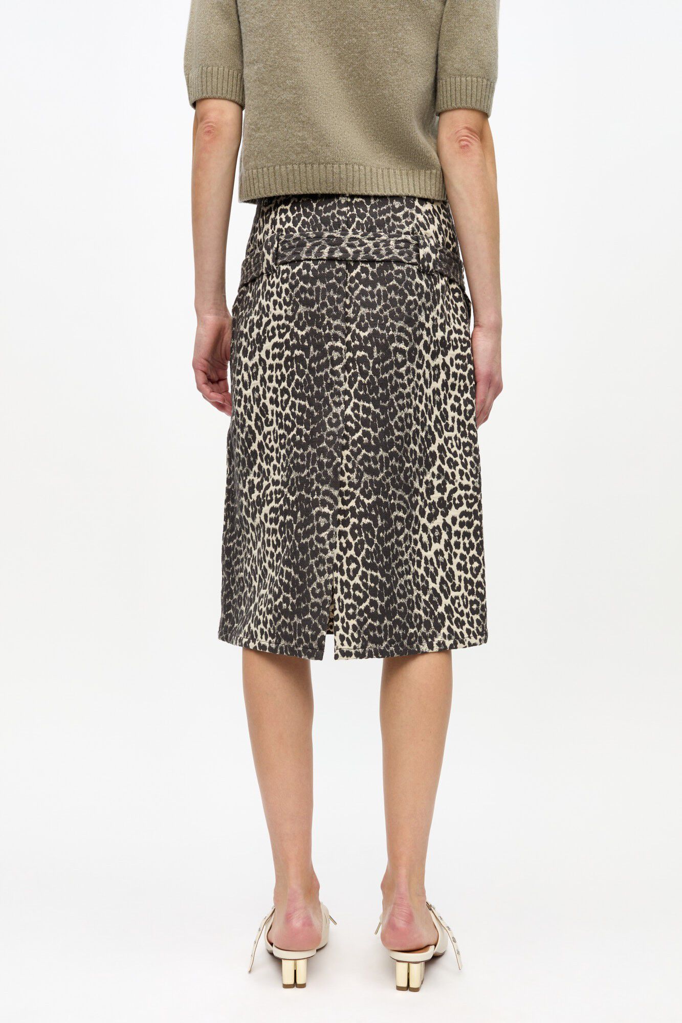 Cotton Tweed Midi Skirt