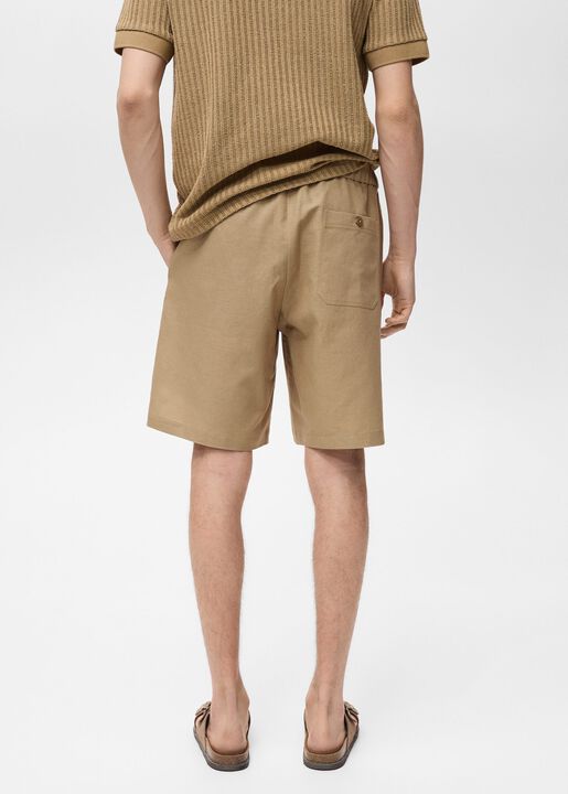 Linen bermuda shorts with drawstrin