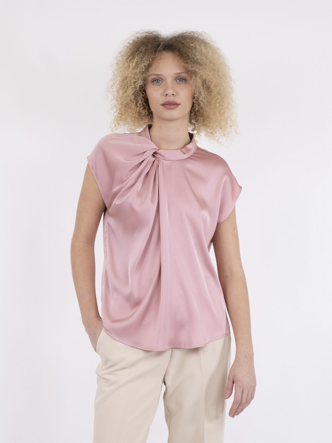 Fleur Drapy Satin Blouse