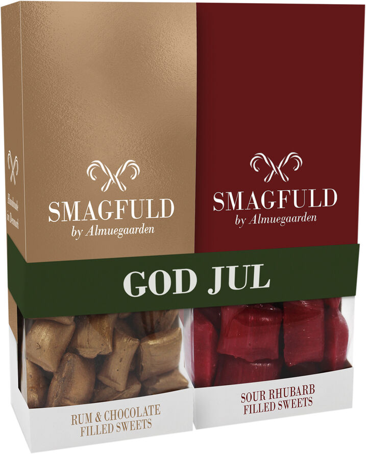 Smagfuld Gavepakning - GOD JUL (bronze/rød)