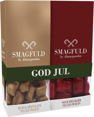 Smagfuld Gavepakning - GOD JUL bronze/rød