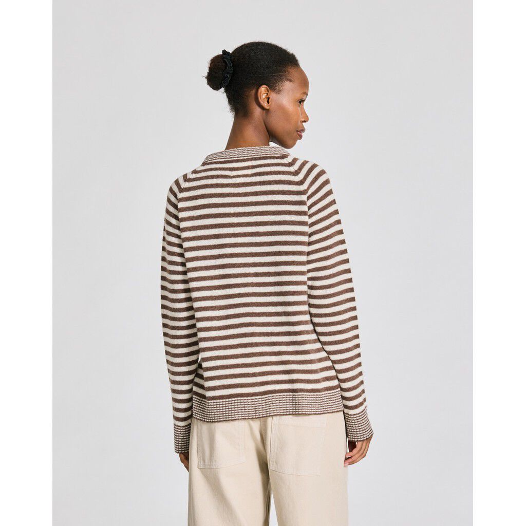 Gry L/S Striped Cardigan Lambswool Knit