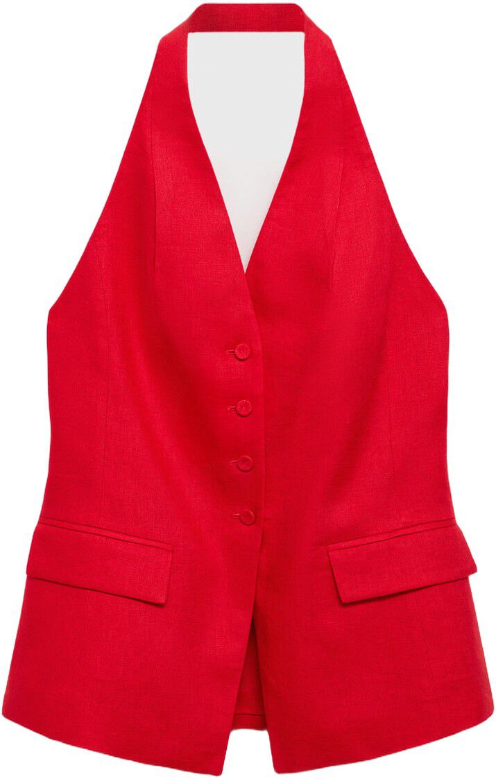 Linen halter-neck suit waistcoat