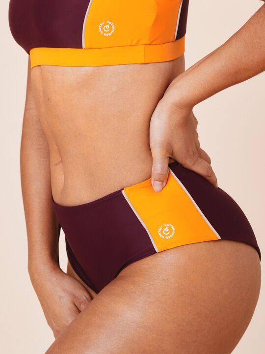 Ubud Colorblock high-waisted bikini bottom - Army/Sand