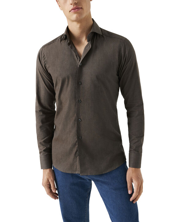 Slim Fit Herringbone Wrinkle Free Flannel Shirt