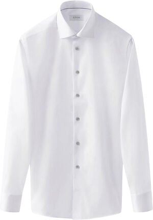 Contemporary Fit White Signature Twill Shirt Grey Details